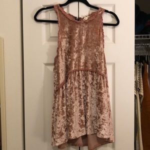 pink velvet babydoll tank